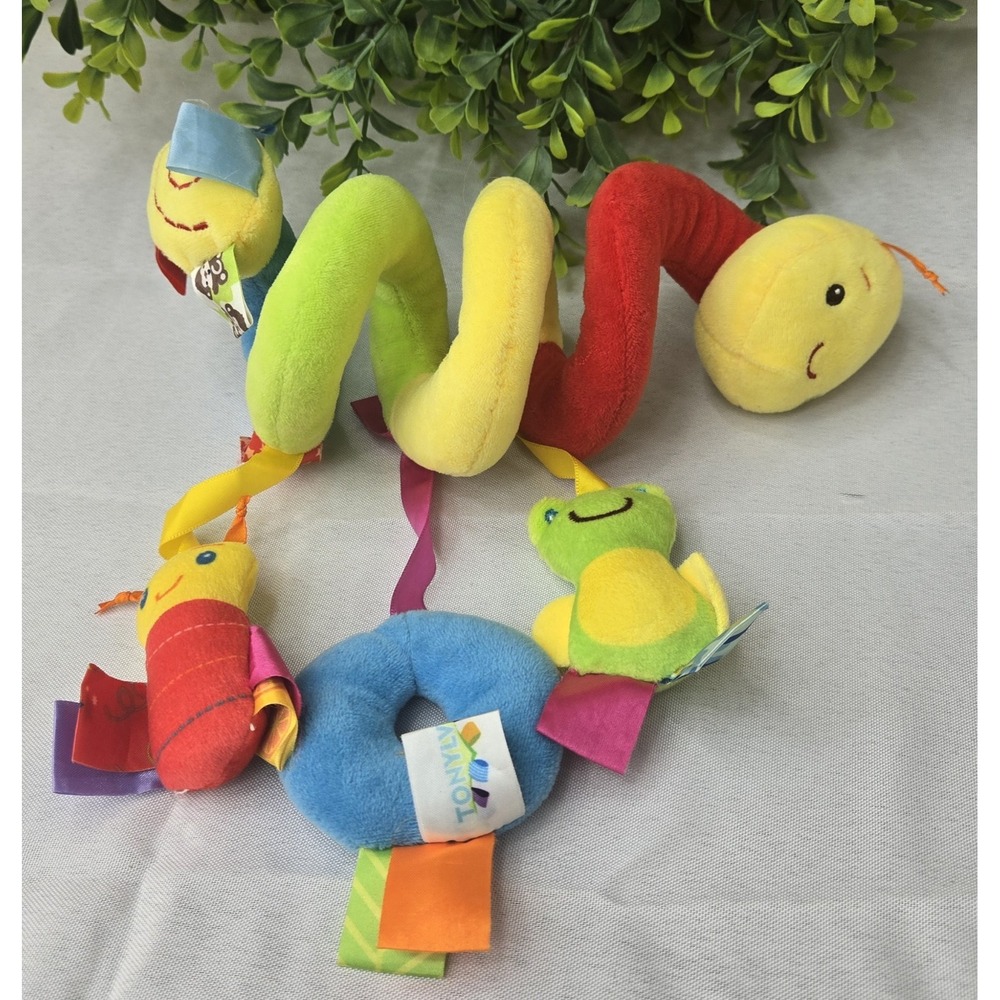 Taggies Inchworm Caterpillar Plush Toy Stitched Eyes Activity Carseat Toy 13"